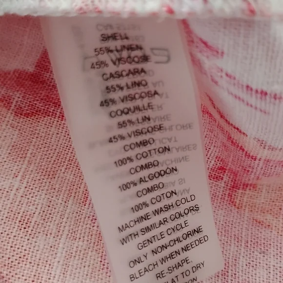 Vince Camuto Linen Blend Tropical Print Pink Orange Floral Easy Dress Size 4 - Picture 16 of 16